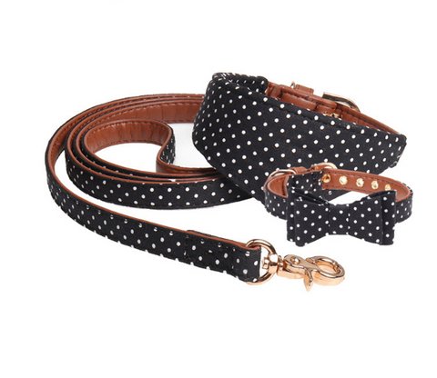 Mejor Pets Dot Small Dog Collar Bandana Soft Leather Dog Leash Cute Bow Cat Collar Pet Teacup.