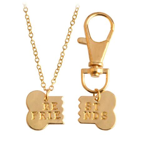 Mejor Pets Dog 2pcs/set Dog Bone Best Friends Charm Necklace Key chain
