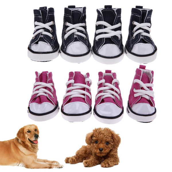 Mejor Pets Dog 4pcs Denim Pet Dog Shoes Anti-slip Waterproof Sporty Sneakers Booties