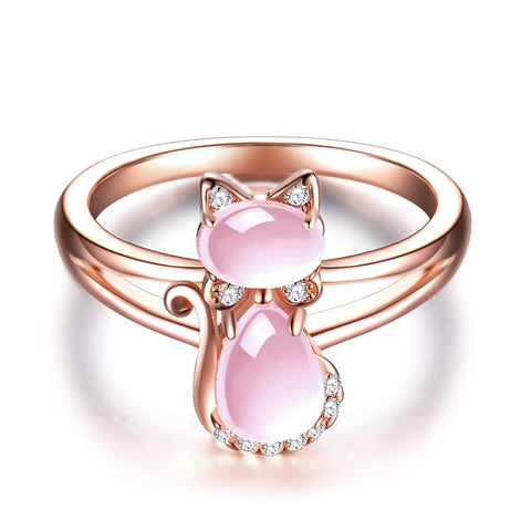 Mejor Pets Pet Cat CZ w/ Pink Opal ring