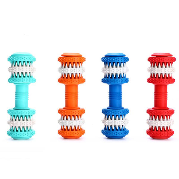 Rubber Dog Toy Molar Tooth Dumbbell Swivel Dental Bite Resistant Tooth Cleaning Dog Toy Balls for Pet Training with 4 Colors