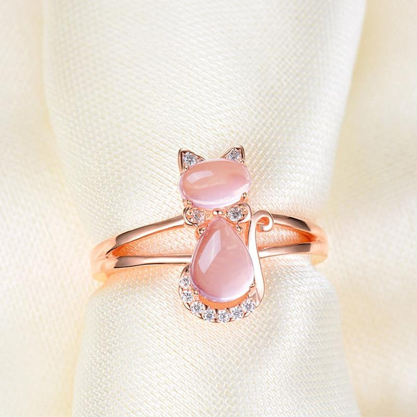 Mejor Pets Pet Cat CZ w/ Pink Opal ring