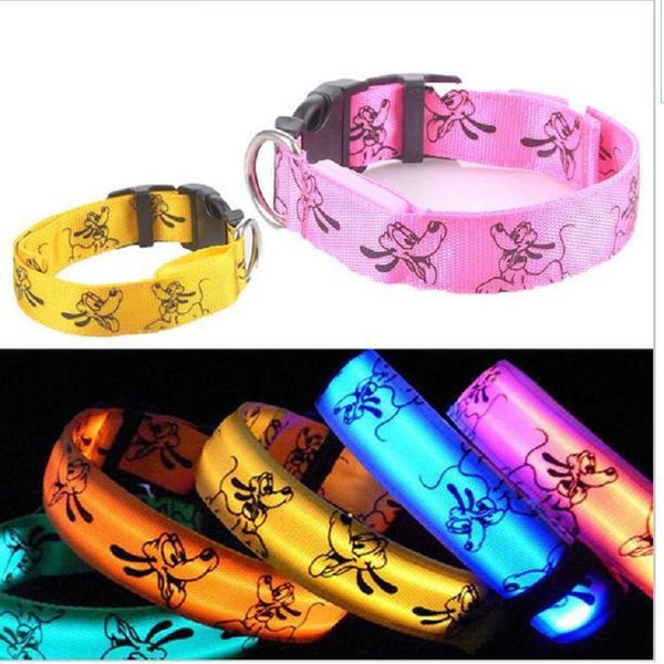 Mejor Pets Night Glowing LED Dog Collar Nylon Flash Safety Luminous