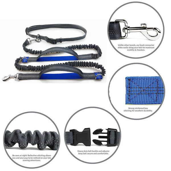 Pet Dog Running Leash Rope with2 handles DogJoging Walking Leash with Reflective Hands