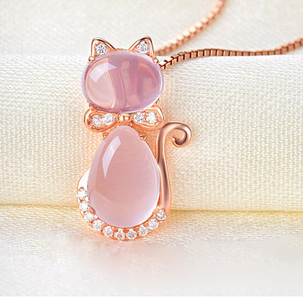 Mejor Pets Pet Cat Quartz Pink Opal Jewelry Necklace