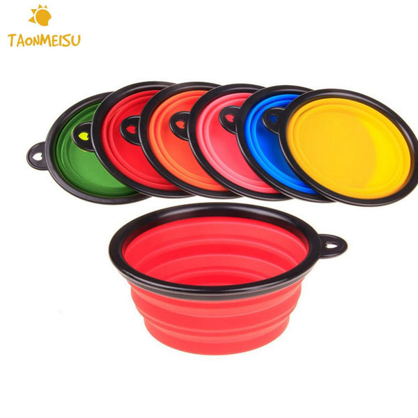 Mejor Pets Collapsible foldable silicone dog bowl candy color outdoor travel portable.
