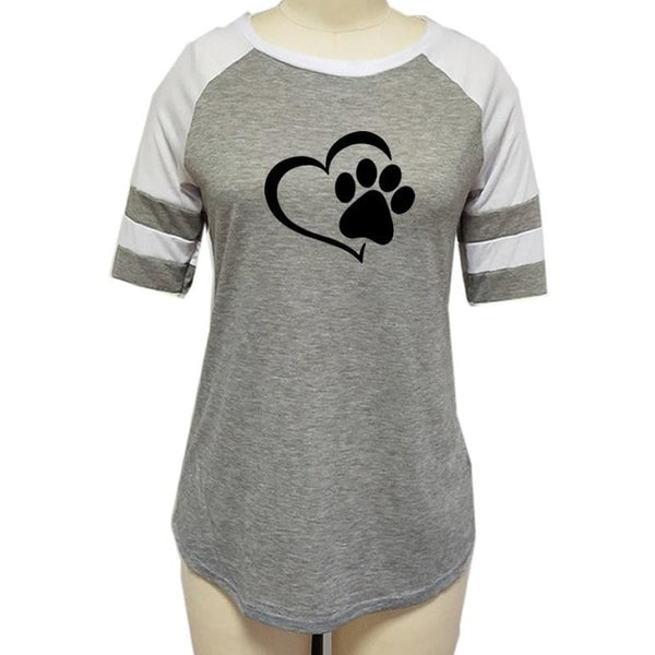 Mejor Pets Fashion Love Dog Paw Print Top Shirt Women Plus Size