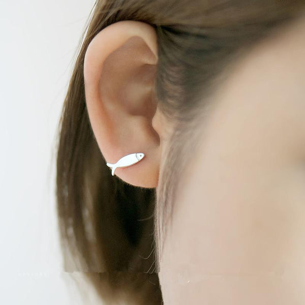 Mejor Pets Sterling Silver Cat Fish Stud Earrings