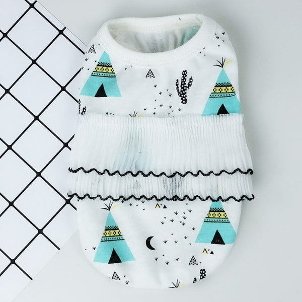 Mejor Pets Spring Pet Summer Clothes for Dogs Puppy Cartoon Printing Lace Cute Pet Vest Tshirt.