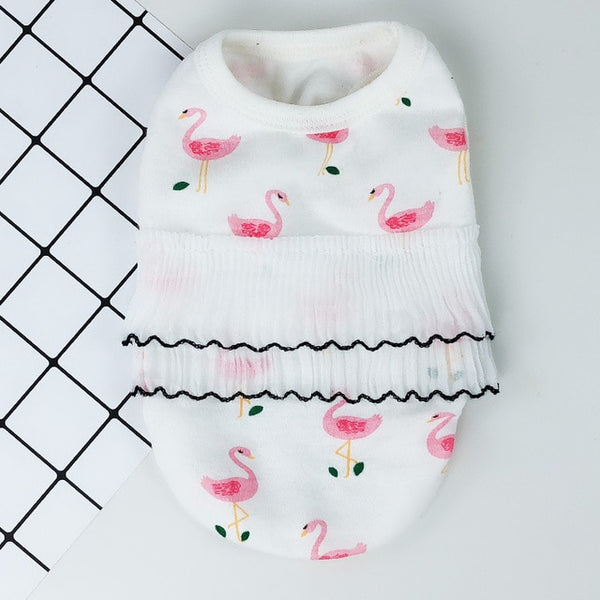Mejor Pets Spring Pet Summer Clothes for Dogs Puppy Cartoon Printing Lace Cute Pet Vest Tshirt.