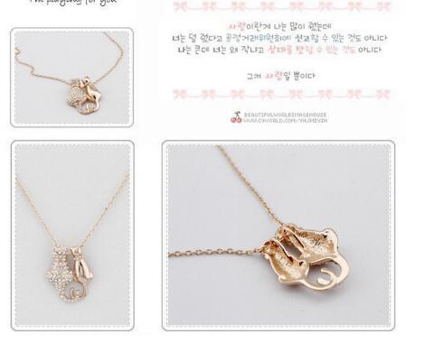 Mejor Pets Lovers Couple Cats Pendant Necklace
