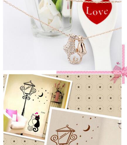 Mejor Pets Lovers Couple Cats Pendant Necklace