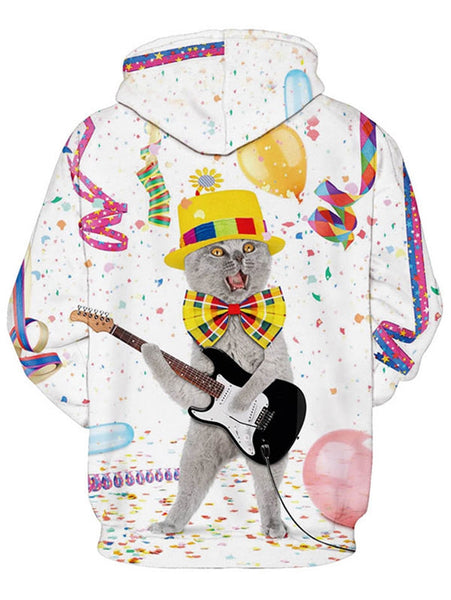 Plus Size Cat Print Christmas Hoodie