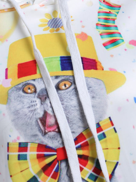 Plus Size Cat Print Christmas Hoodie
