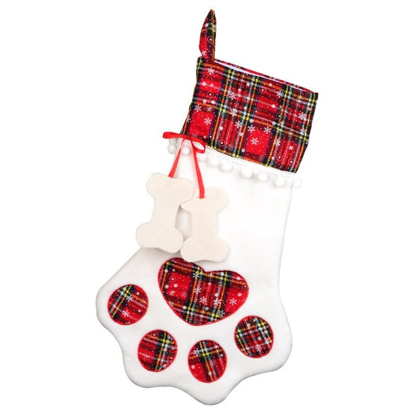 Mejor Pets Warm Plaid Christmas Stocking New Year Gift Bag for Pet Dog Cat