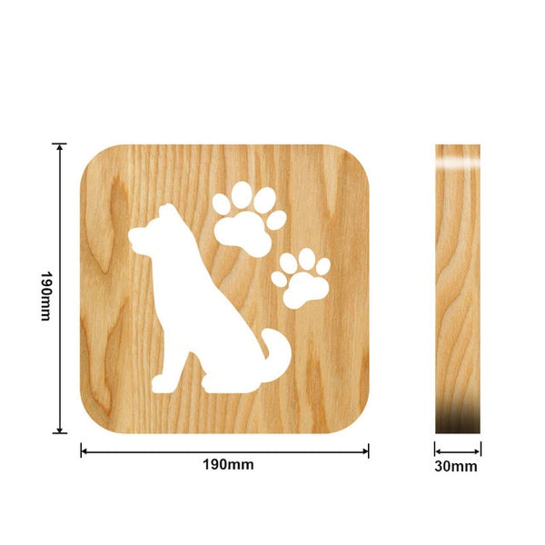 Mejor Pets Wooden Dog Paw Cat Animal Night Light
