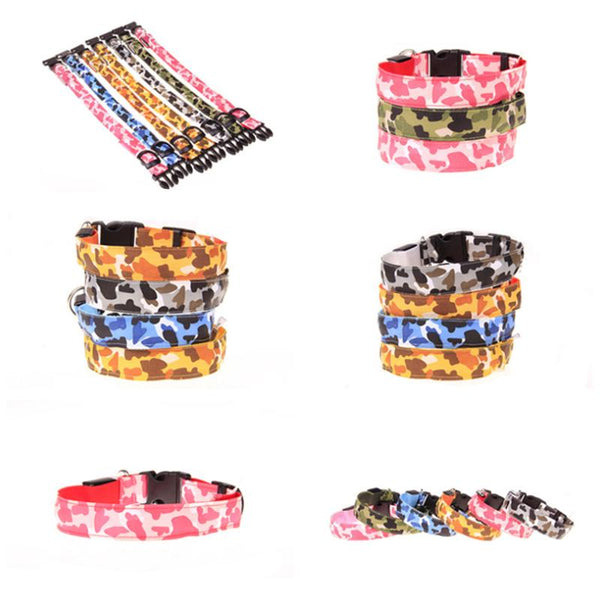 Mejor Pets Nylon LED Camouflage Pet Dog Collar Night Safety Glow Flashing Cat Collar