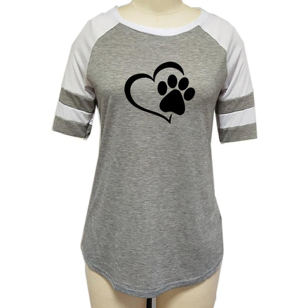 Mejor Pets Fashion Love Dog Paw Print Top Shirt Women Plus Size
