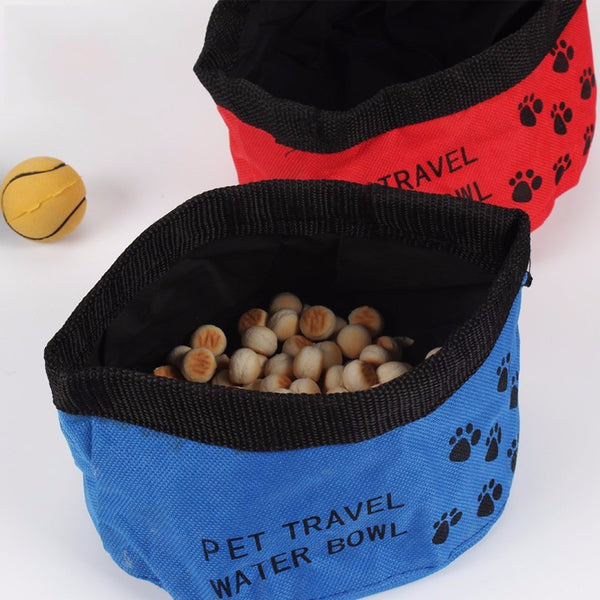 Mejor Pets Portable Pet Dogs Cat Canvas Folding Travel Bowl