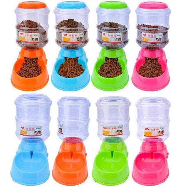 Pet Dog Cat Automatic Feeder 3.5L Water Dish Food Bowl