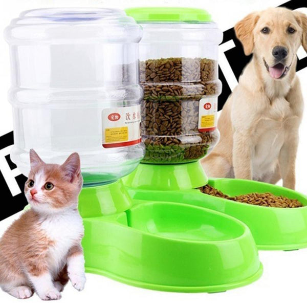 Pet Dog Cat Automatic Feeder 3.5L Water Dish Food Bowl