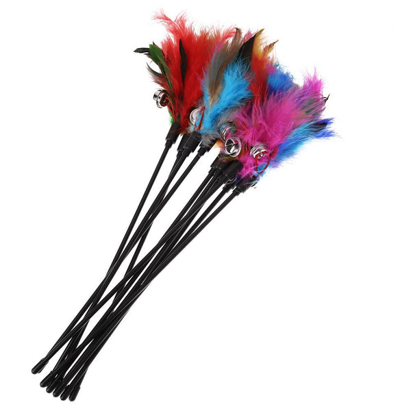 Mejor Pets Cat Toys 5Pcs Cat Toy Soft Colorful Cat Feather Bell Rod Toy for Cat Kitten
