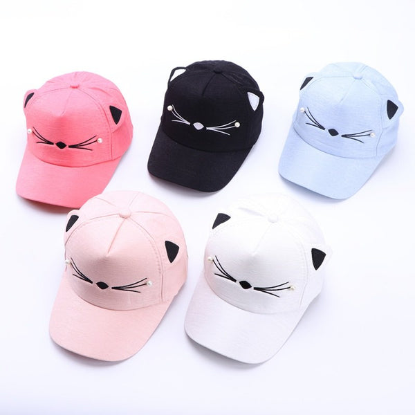 One Size Hat Embroidered Cat Toddler Baby Baseball Caps Kids