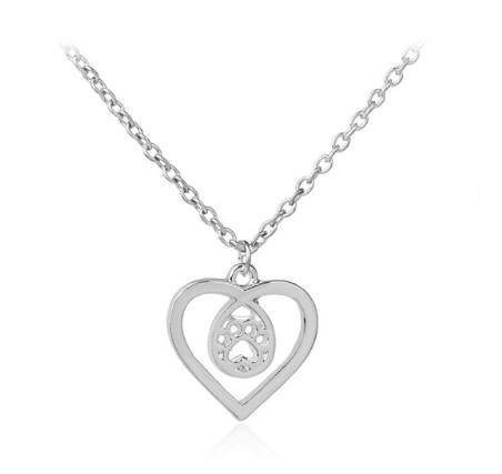 Paw Print in Heart Necklace