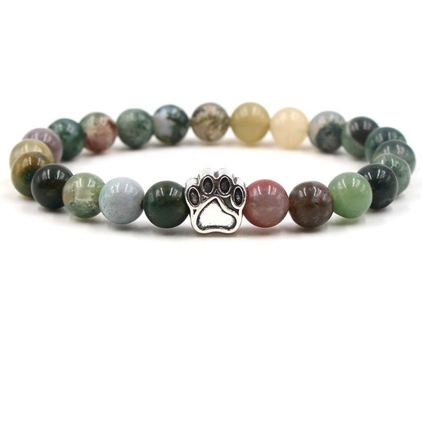 Pawprint 8mm Colourful Natural Stone Beads Bracelets