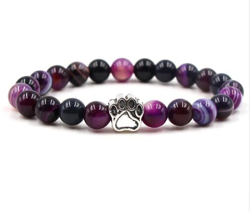 Pawprint 8mm Colourful Natural Stone Beads Bracelets