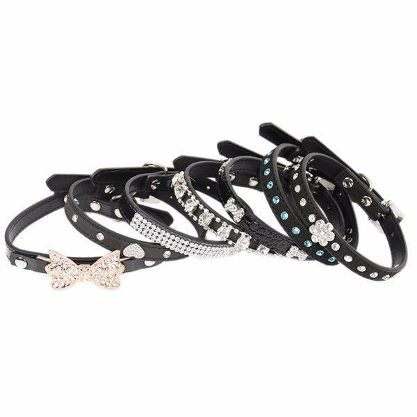 Mejor Pets Black Small Cats Collars Kitten Breakaway Necklace Accessories Rhinestone