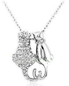 Mejor Pets Lovers Couple Cats Pendant Necklace