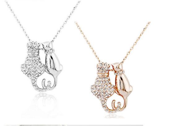 Mejor Pets Lovers Couple Cats Pendant Necklace