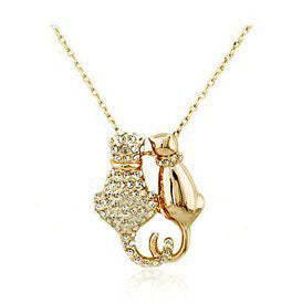 Mejor Pets Lovers Couple Cats Pendant Necklace