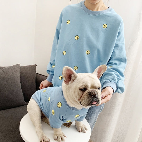 Mejor Pets Smile Face Family Matching Outfits Clothes For Dog Small Medium Dog Bulldog Coat Jacket Spring Dog Women Hoodie Shirt Pajamas