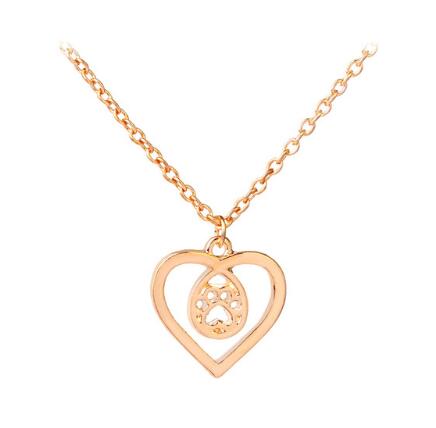 Paw Print in Heart Necklace