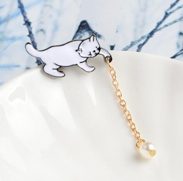 Mejor Pets Little White Imitation Pearl Cat Brooch Pins