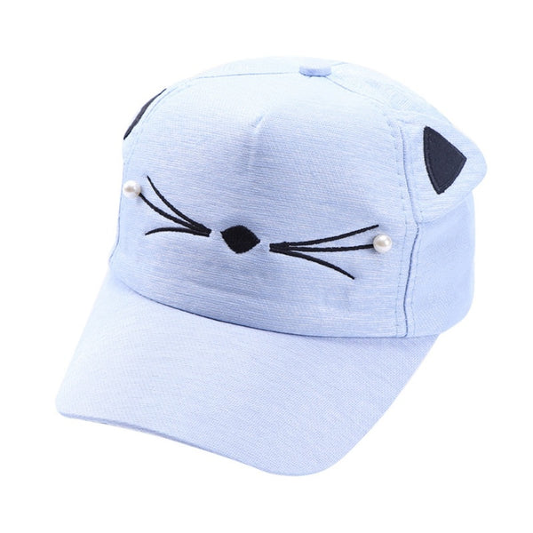 One Size Hat Embroidered Cat Toddler Baby Baseball Caps Kids