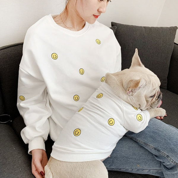 Mejor Pets Smile Face Family Matching Outfits Clothes For Dog Small Medium Dog Bulldog Coat Jacket Spring Dog Women Hoodie Shirt Pajamas