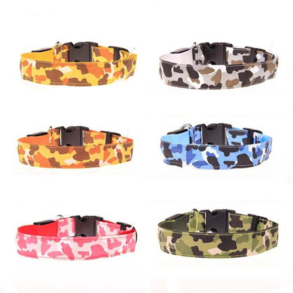Mejor Pets Nylon LED Camouflage Pet Dog Collar Night Safety Glow Flashing Cat Collar