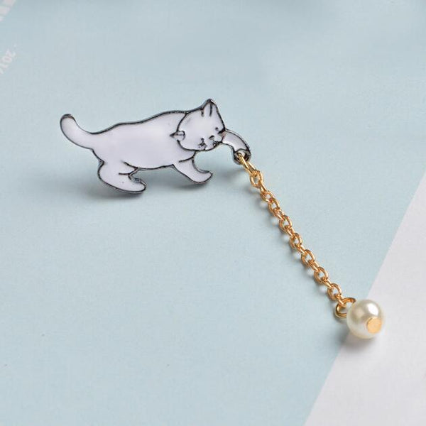 Mejor Pets Little White Imitation Pearl Cat Brooch Pins