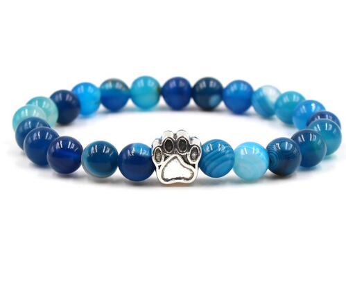 Pawprint 8mm Colourful Natural Stone Beads Bracelets