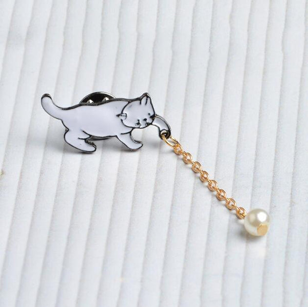 Mejor Pets Little White Imitation Pearl Cat Brooch Pins