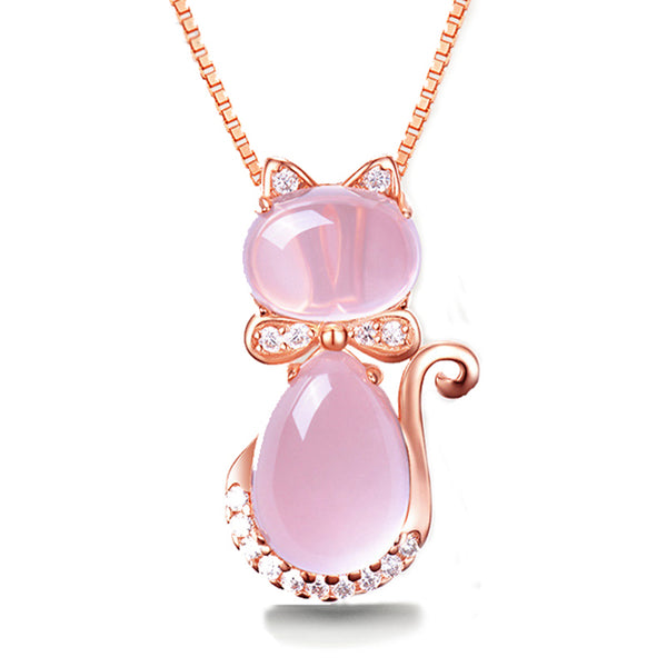 Mejor Pets Pet Cat Quartz Pink Opal Jewelry Necklace