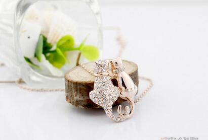 Mejor Pets Lovers Couple Cats Pendant Necklace