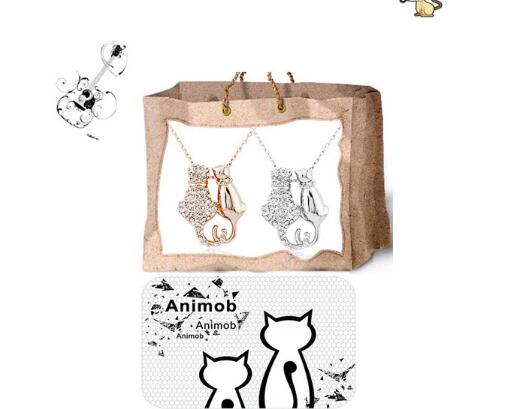 Mejor Pets Lovers Couple Cats Pendant Necklace