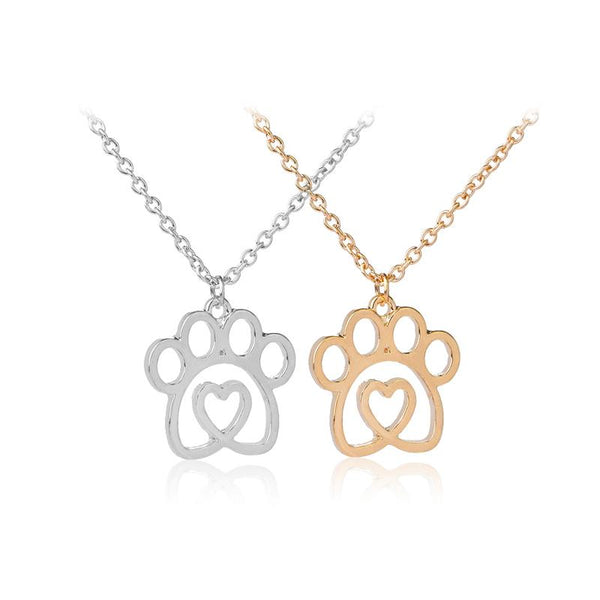 Paw Print in Heart Necklace