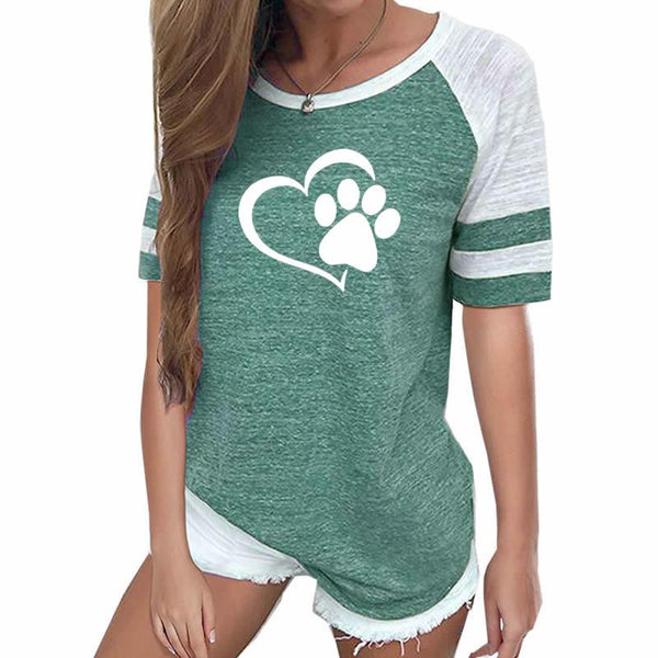 Mejor Pets Fashion Love Dog Paw Print Top Shirt Women Plus Size