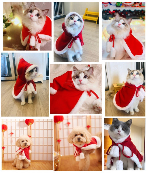 Mejor Pets Christmas Hooded Cloak Cute Cats Dogs
