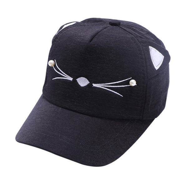 One Size Hat Embroidered Cat Toddler Baby Baseball Caps Kids